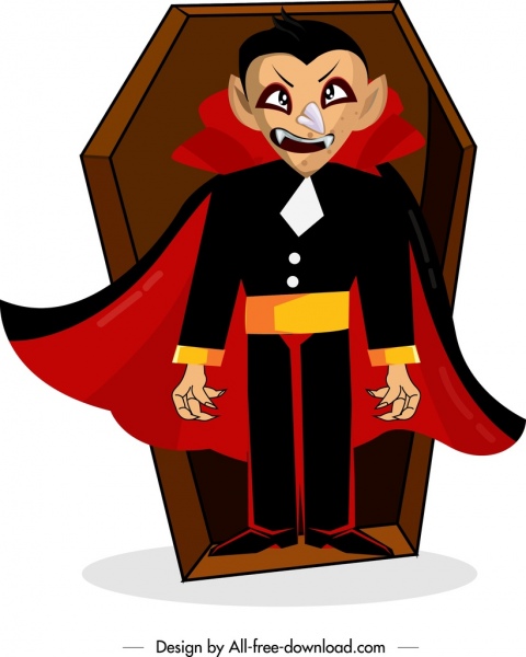 simbol Hallowen lukisan Dracula Iblis ikon peti mati