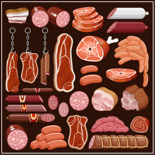 ハムと肉のベクトル