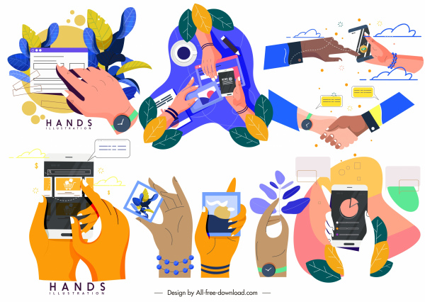 手活動圖示生活方式素描五顏六色的設計