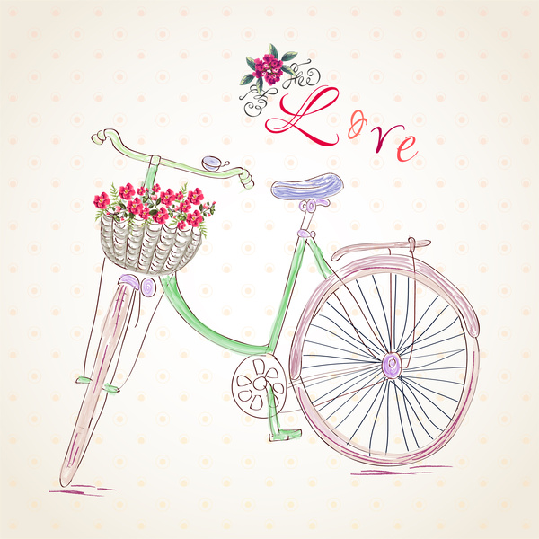 มือวาดพื้นหลังรักจักรยาน