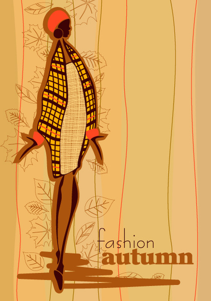handgezeichnete Herbst Mode Mädchen Design Vektor