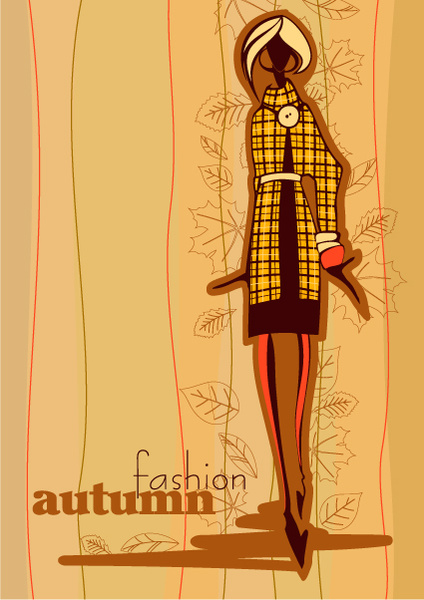 mano dibujado vector de diseño de niña de moda otoño