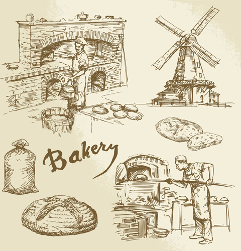 vecteur de fabrication de boulangerie dessiné à la main 2