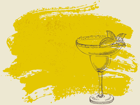 Hand Drawn Cocktail With Grunge Background