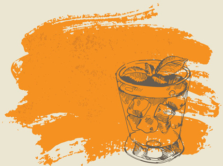 handgezeichnete cocktail mit Grunge Hintergrund