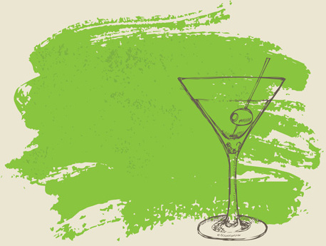 disegno a mano cocktail con sfondo grunge