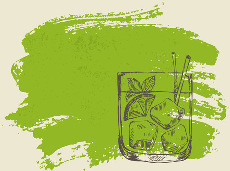 Hand Drawn Cocktail With Grunge Background