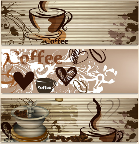 handgezeichnete Kaffee Banner Elemente Vektor
