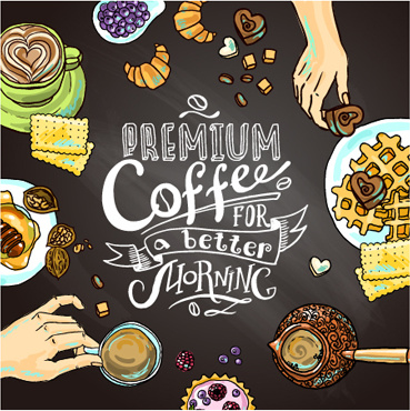 handgezeichnete Kaffee Elemente Hintergrund Kunst