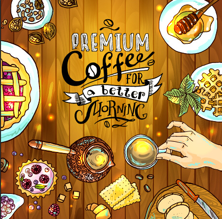 handgezeichnete Kaffee Elemente Hintergrund Kunst