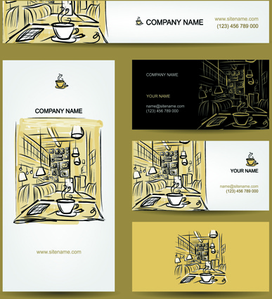 handgezeichnete Kaffee Haus Visitenkarte Vektor