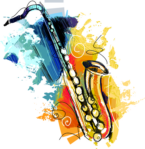 disegnata a mano strumenti musicali colorate vettore