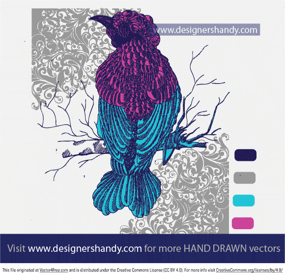 oiseau décoratif dessiné à la main