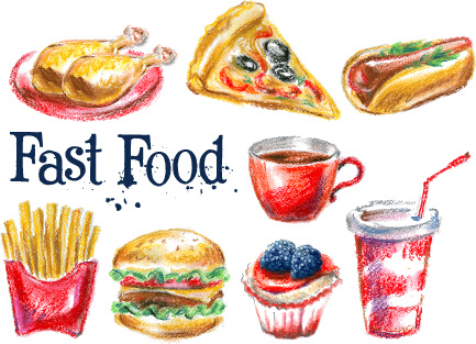 Hand gezeichnet Fast-Food Design Vektoren