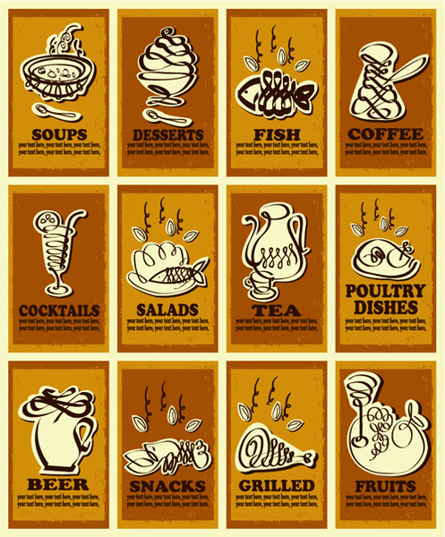 handgezeichnete Essen Plakat Retro-Vektor