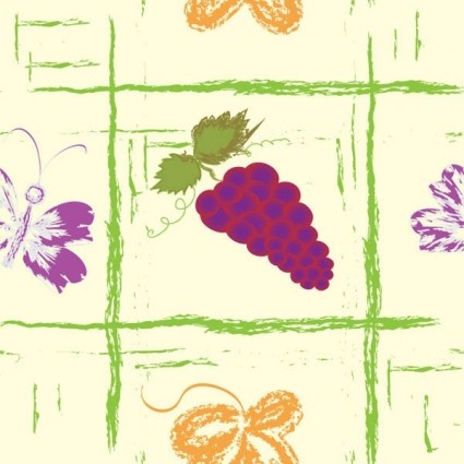 die Hand gezeichnete Frucht mit Schmetterling Musterdesign Vektor
