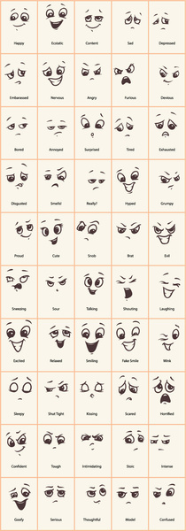 Hand Drawn Funny Expressions Vector Icons