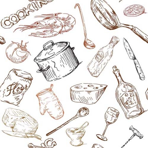 mão desenhada vector de elementos de comida de ilustrações