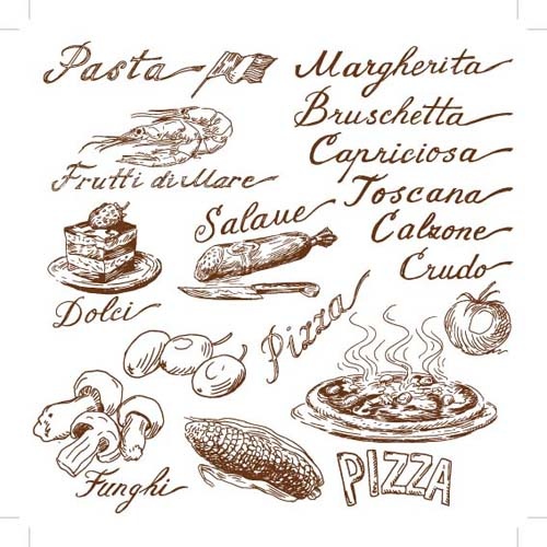 mão desenhada vector de elementos de comida de ilustrações
