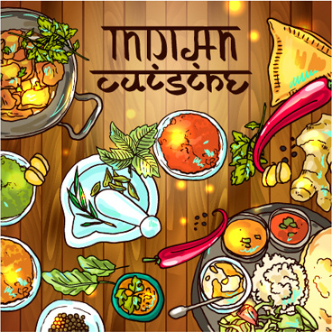 handgezeichnete indisches Essen Elemente Vektor