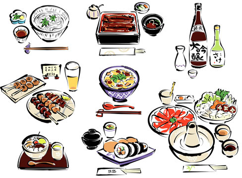 éléments de sushi dessinés à la main vecteur créatif 2