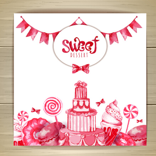handgezeichnete süß mit Kuchen Vektor Hintergrund