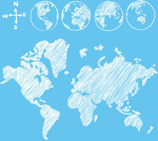 Mapas del mundo Creative vector dibujado a mano