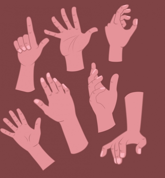 mão ícones de sinais marrom decoração projeto dos desenhos animados