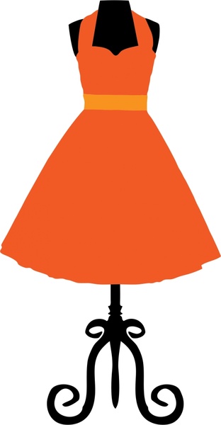 turuncu vintage elbise gerçekçi vektör çizim asılı