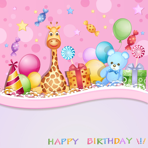 tarjetas de feliz cumpleaños bebé lindas diseño vector