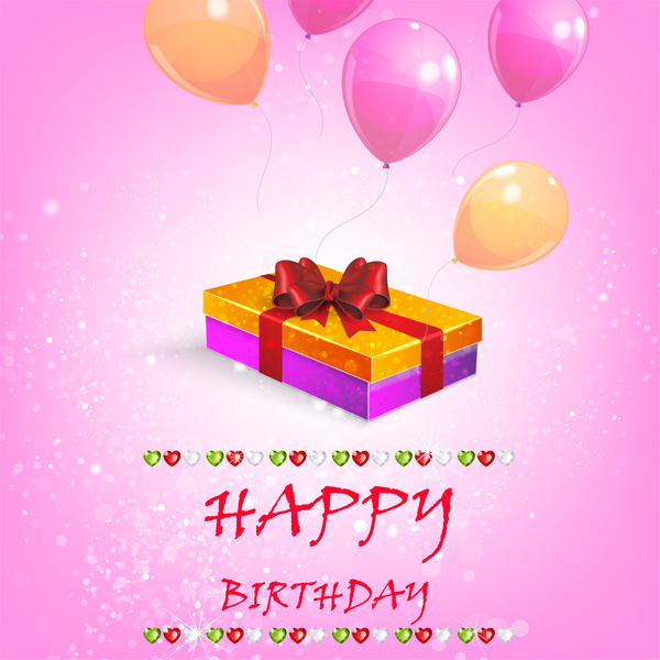 Happy Birthday Hintergrund Ballon mit Geschenk