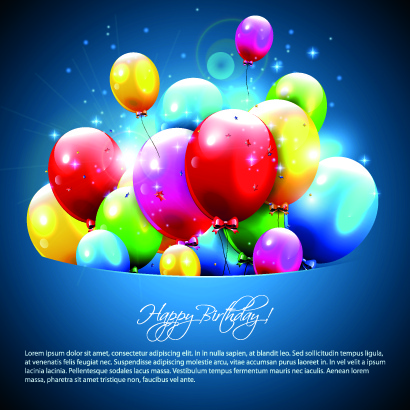 globos de feliz cumpleaños de la tarjeta de felicitación de vector