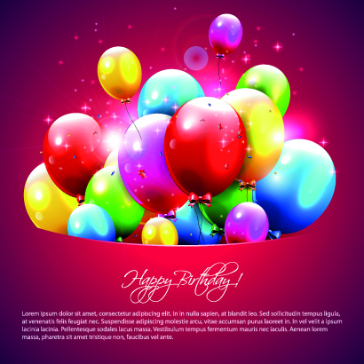 Selamat ulang tahun balon vektor kartu ucapan