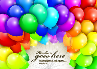 Happy Birthday Colored Balloons Background-vector Abstract-free Vector Free  Download