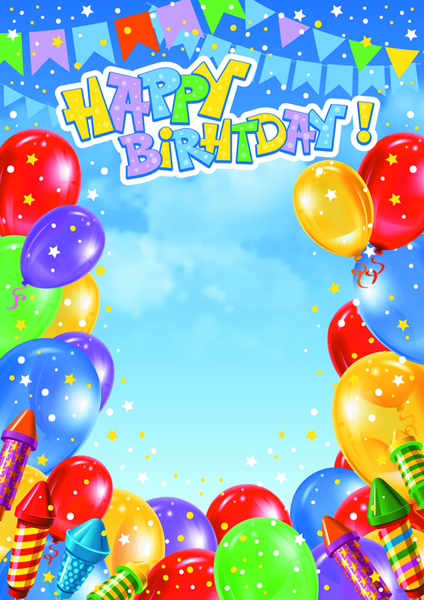 globos de feliz cumpleaños colorido conjunto de fondo