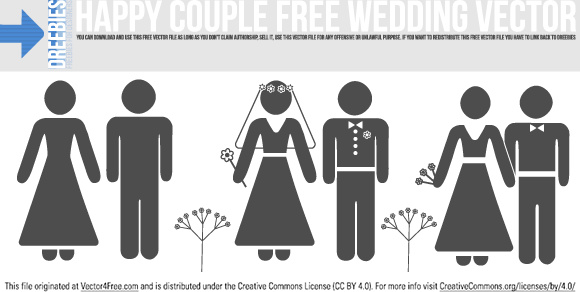Pasangan bahagia pernikahan gratis vektor