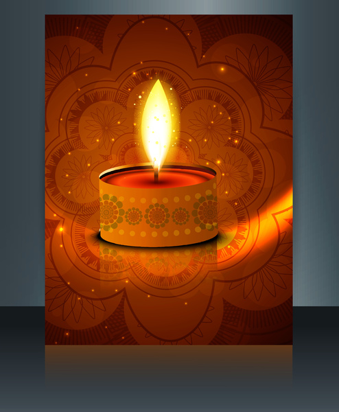 vector de reflexión de diwali feliz celebración folleto Tarjeta plantilla