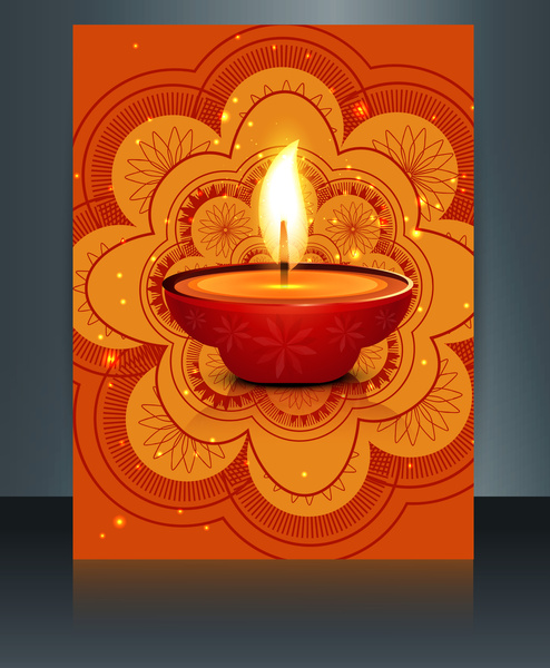 Happy Diwali feiern Broschüre Karte Vorlage Reflexion Vektor