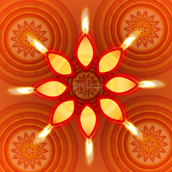 Ilustración de colores de fondo de diwali feliz diseño vector