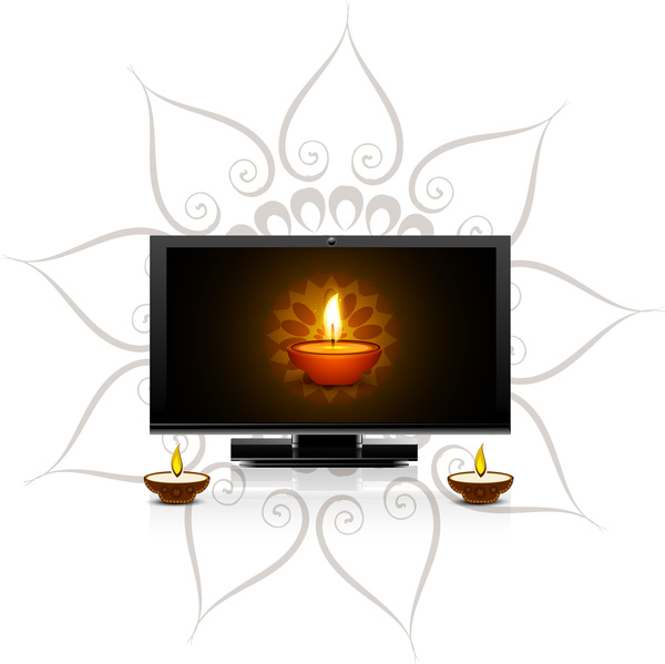 Feliz Diwali Diya para LED TV pantalla celebración background vector Feliz Diwali Diya para LED TV pantalla celebración background vector