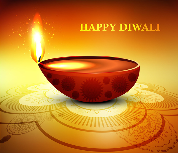 vector de fondo colorido brillante feliz diwali diya tarjeta de felicitación