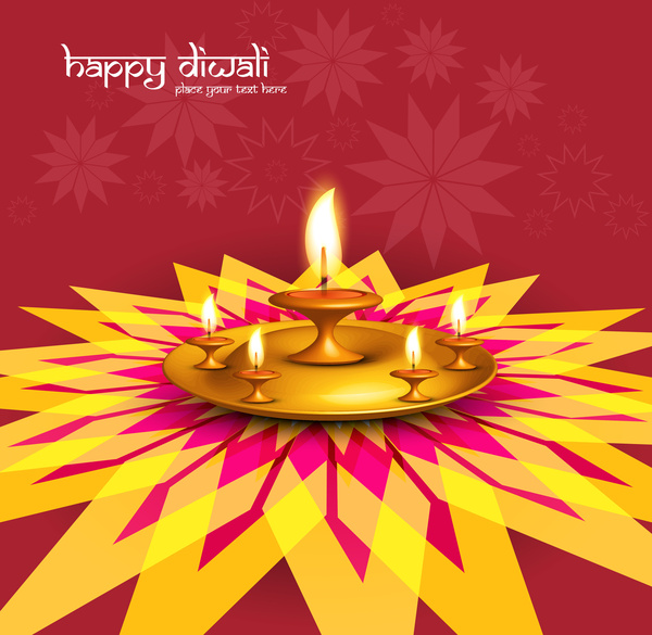 Happy diwali festival garis berwarna-warni gelombang perayaan kartu ilustrasi vektor