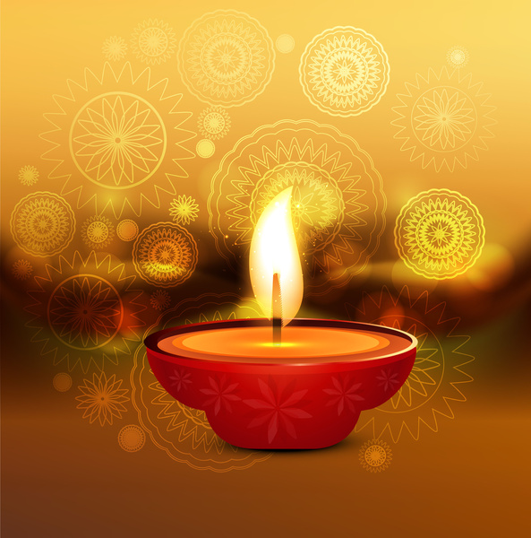 mutlu diwali Festivali renkli çizgi dalga kutlama kartı illüstrasyon vektör