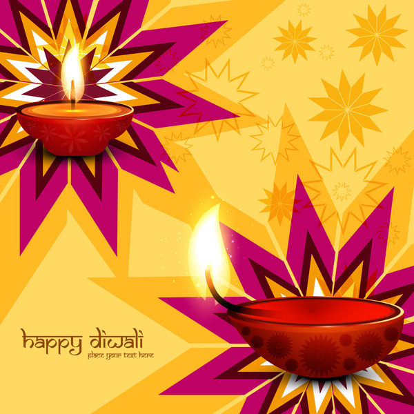 Happy diwali festival garis berwarna-warni gelombang perayaan kartu ilustrasi vektor