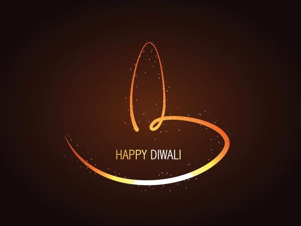 Happy Diwali Glowing Diya Logo Brown Vector Background