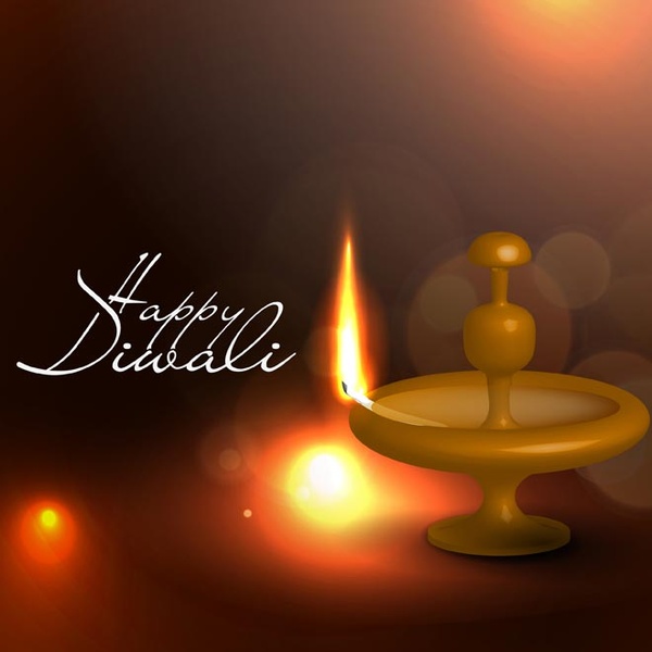 Happy Diwali Lamp Flame On Red Background Free Vector