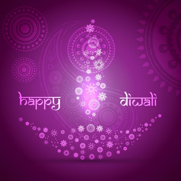 Happy Diwali Star Flake Diya Pattern Free Vector Graphics