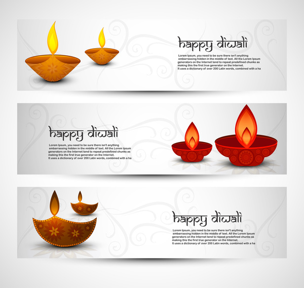 feliz diwali elegante conjunto colorido de design de cabeçalhos