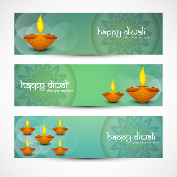 feliz diwali elegante conjunto colorido de design de cabeçalhos