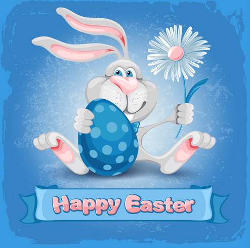 Happy easter bunny latar belakang vektor grafis